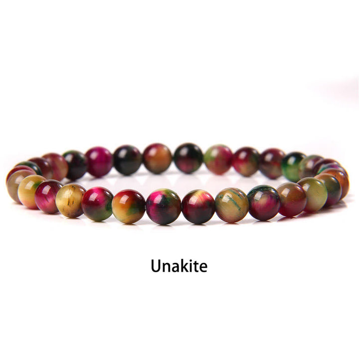 Buddha Stones 6mm Varie Pietre Cristallo Nero Glitter Pietra Occhio di Tigre Rosso Perline Braccialetto di Protezione
