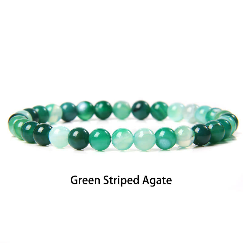 Buddha Stones 6mm Varie Pietre Cristallo Nero Glitter Pietra Occhio di Tigre Rosso Perline Braccialetto di Protezione - Agata verde striata - 6 mm (circonferenza del polso 14-16 cm) - image 6