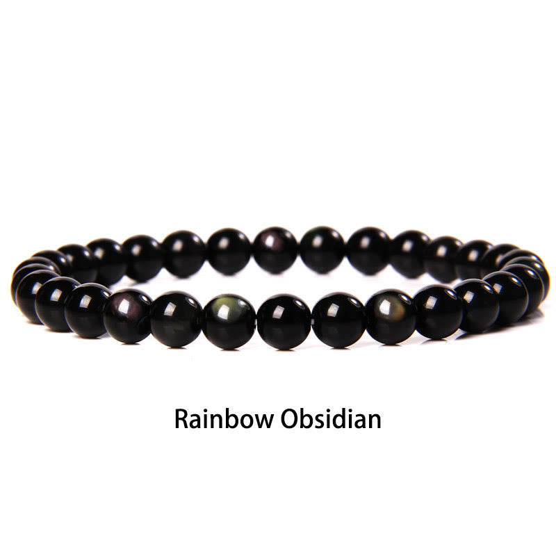 Buddha Stones 6mm Varie Pietre Cristallo Nero Glitter Pietra Occhio di Tigre Rosso Perline Braccialetto di Protezione