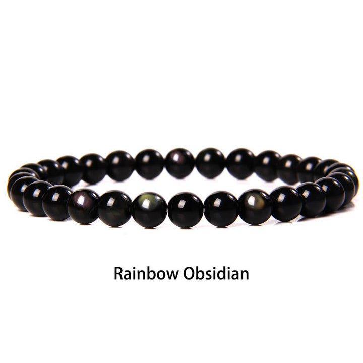 Buddha Stones 6mm Varie Pietre Cristallo Nero Glitter Pietra Occhio di Tigre Rosso Perline Braccialetto di Protezione
