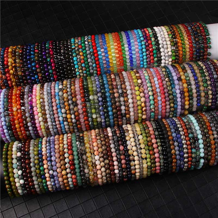 Buddha Stones 6mm Varie Pietre Cristallo Nero Glitter Pietra Occhio di Tigre Rosso Perline Braccialetto di Protezione