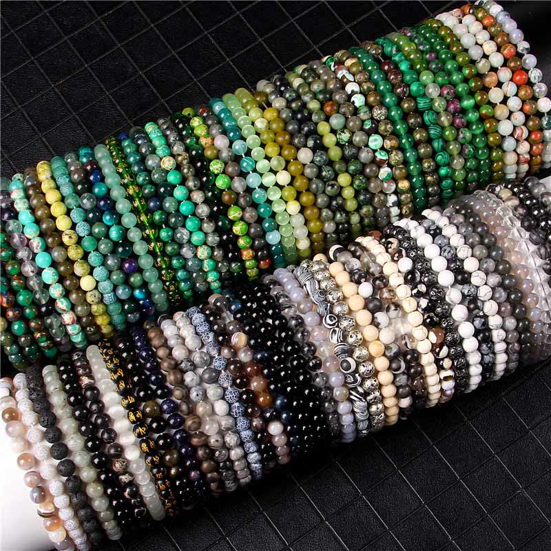 Buddha Stones 6mm Varie Pietre Cristallo Nero Glitter Pietra Occhio di Tigre Rosso Perline Braccialetto di Protezione