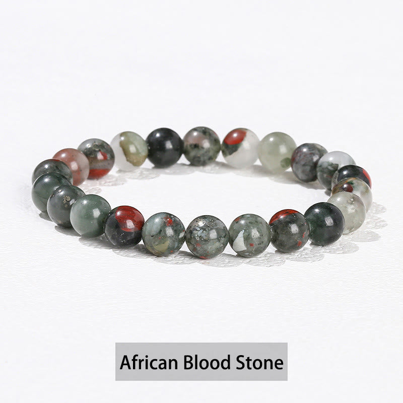 Buddha Stones Vari cristalli Ametista Avventurina verde Quarzo rosa Braccialetto curativo - Pietra del sangue africano - 10 mm (circonferenza del polso 14-16 cm) - image 30