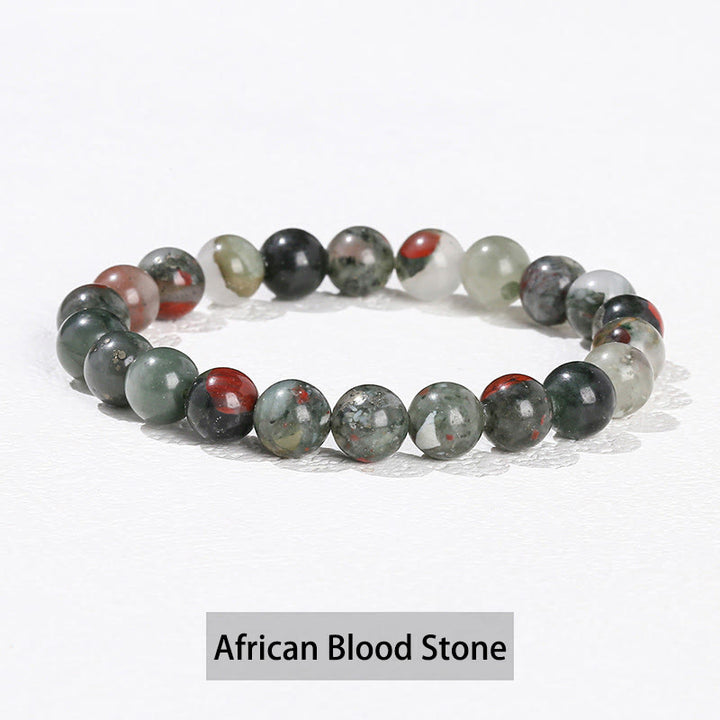 Buddha Stones Vari cristalli Ametista Avventurina verde Quarzo rosa Braccialetto curativo - Pietra del sangue africano - 10 mm (circonferenza del polso 14-16 cm) - image 30