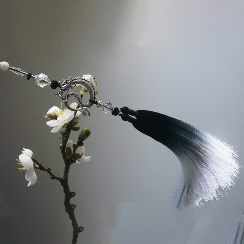 Buddha Stones Ventaglio pieghevole in bambù con carta di riso e inchiostro bianco e nero - image 11