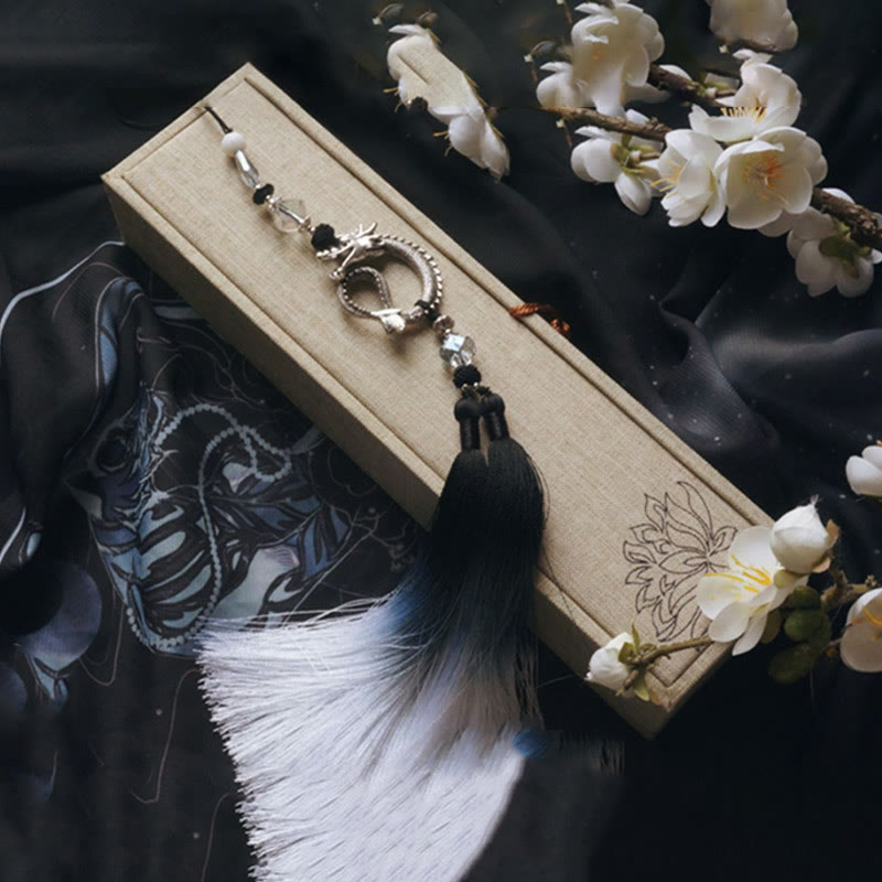 Buddha Stones Ventaglio pieghevole in bambù con carta di riso e inchiostro bianco e nero - image 13