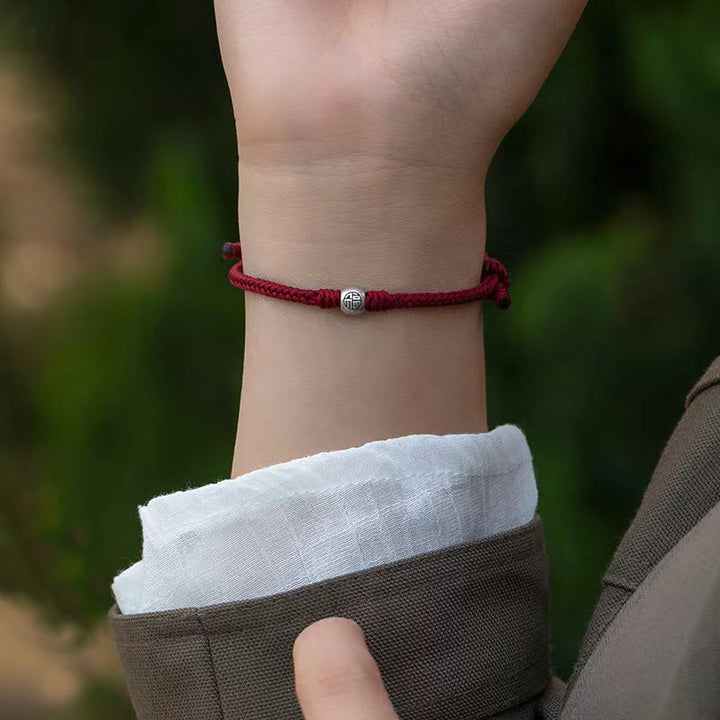 Braccialetto della fortuna intrecciato con perline di Fu in argento sterling 925, fatto a mano , Buddha Stones - image 4