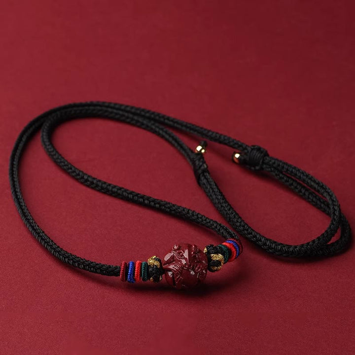 Buddha Stones Cinabro Zodiaco Cinese Collana con Benedizione in Corda Nera con Pendenti - Coniglio al cinabro - image 19