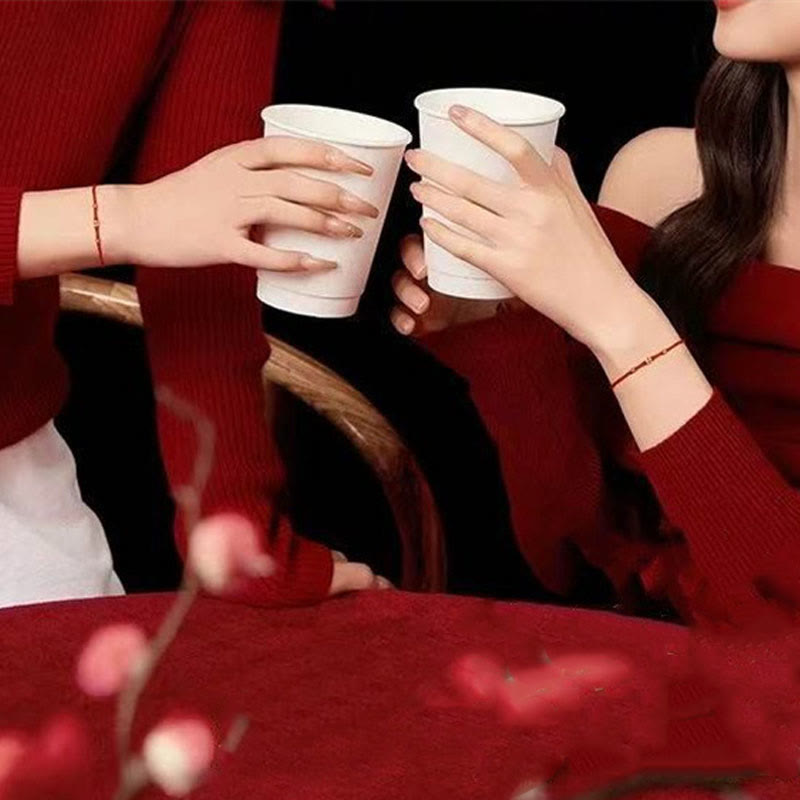 Braccialetto portafortuna Fu in argento sterling 925 con cordino rosso intrecciato fatto a mano con Buddha Stones - image 11