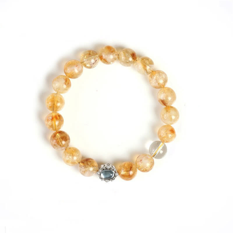 Bracciale Buddha Stones Natural Citrino Rutilato Quarzo Prosperità