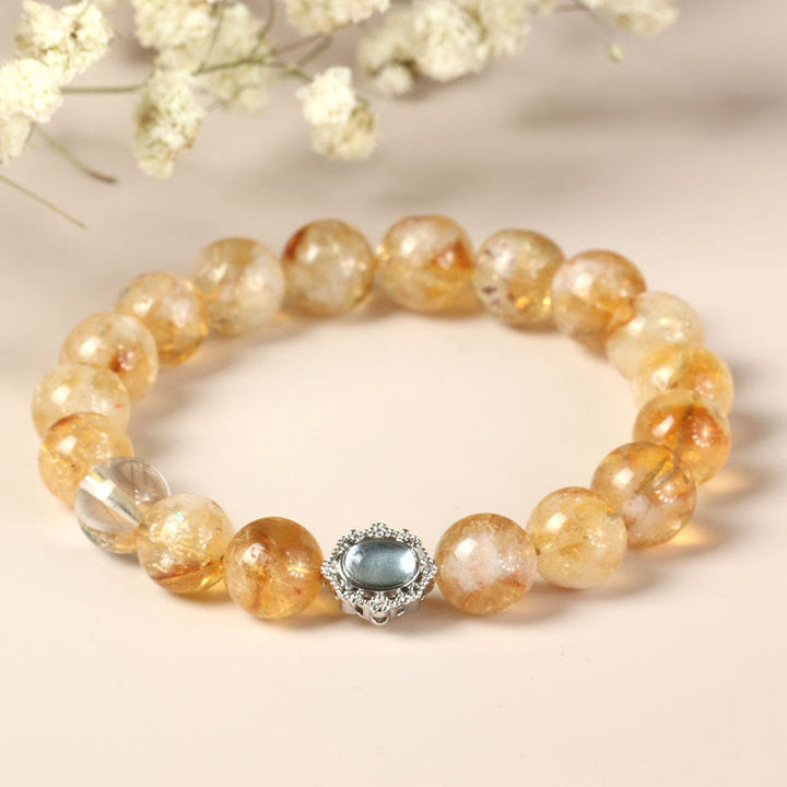 Bracciale Buddha Stones Natural Citrino Rutilato Quarzo Prosperità