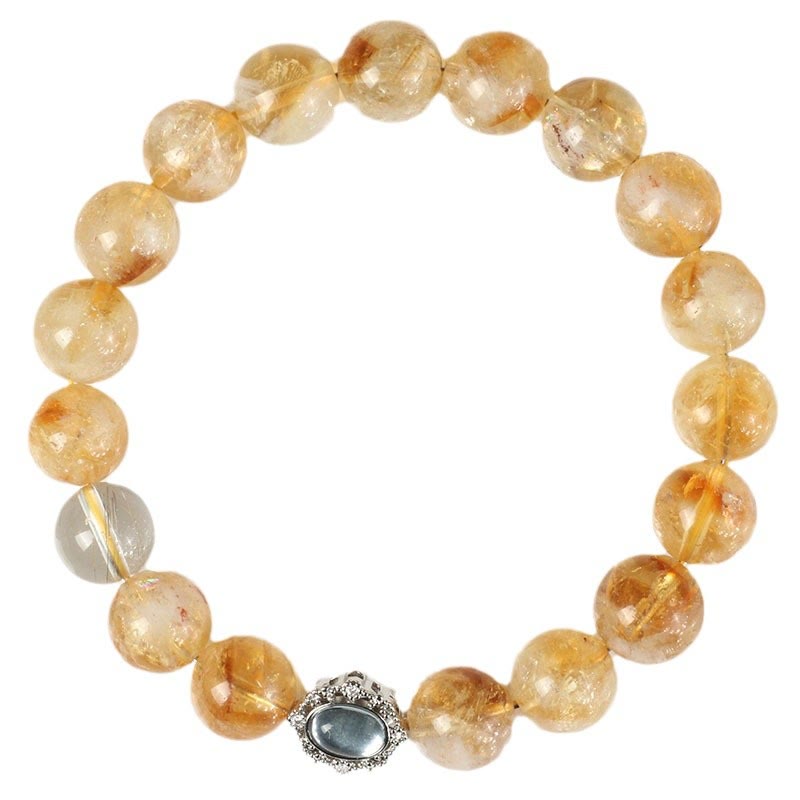 Bracciale Buddha Stones Natural Citrino Rutilato Quarzo Prosperità