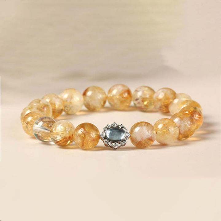 Bracciale Buddha Stones Natural Citrino Rutilato Quarzo Prosperità