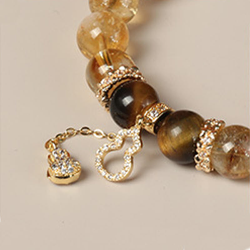 Braccialetto Buddha Stones Natural Tiger Eye Citrine Beads Fortune Gourd Strength