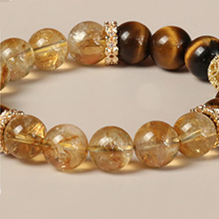 Braccialetto Buddha Stones Natural Tiger Eye Citrine Beads Fortune Gourd Strength