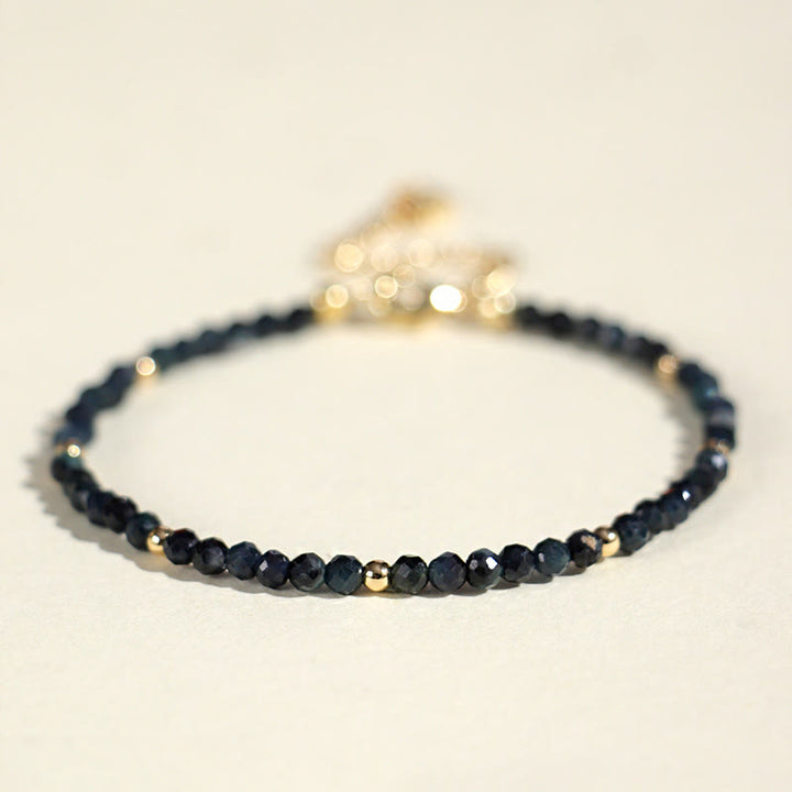 Braccialetto della saggezza con perle di rame, tormalina e indicolite Buddha Stones