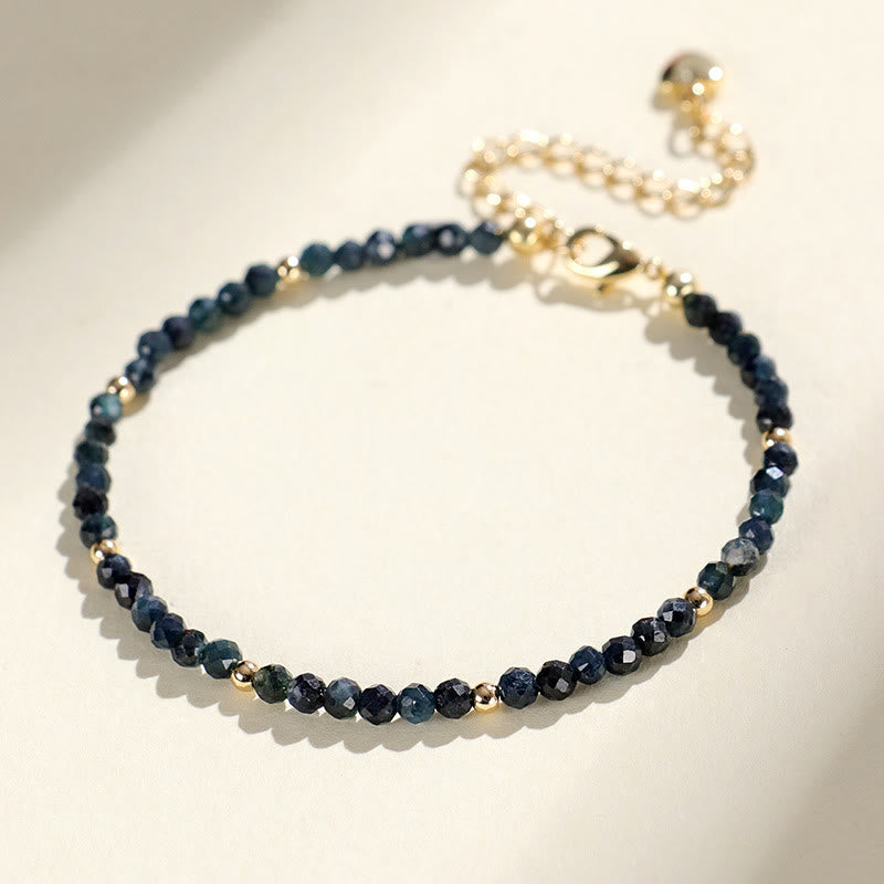 Braccialetto della saggezza con perle di rame, tormalina e indicolite Buddha Stones