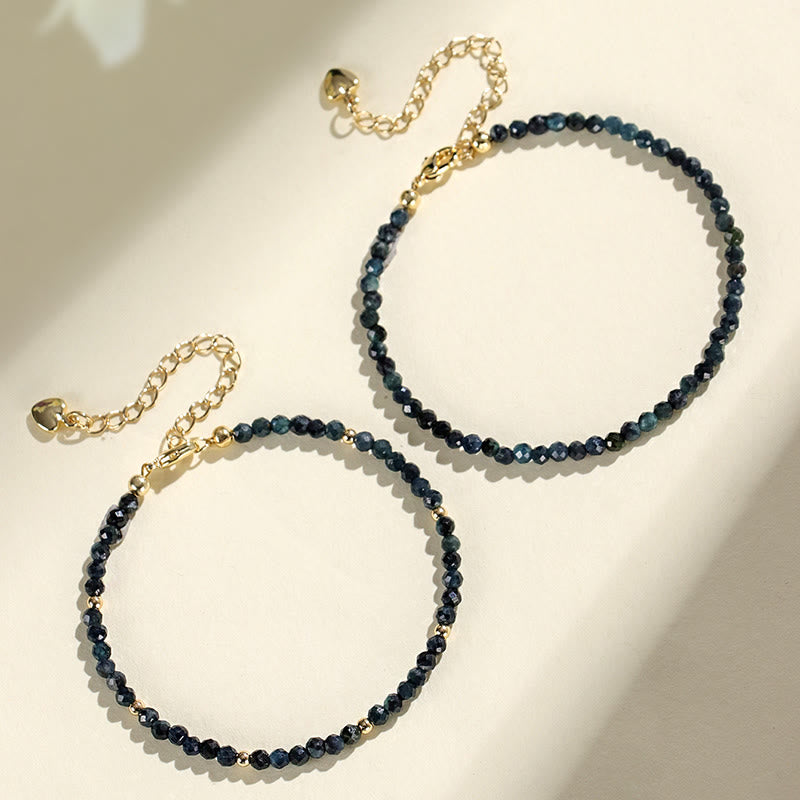 Braccialetto della saggezza con perle di rame, tormalina e indicolite Buddha Stones