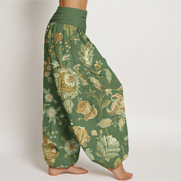 Pantaloni harem elastici in vita da donna con motivo Buddha Stones Casual Blooming Flowers Buds Design - image 6