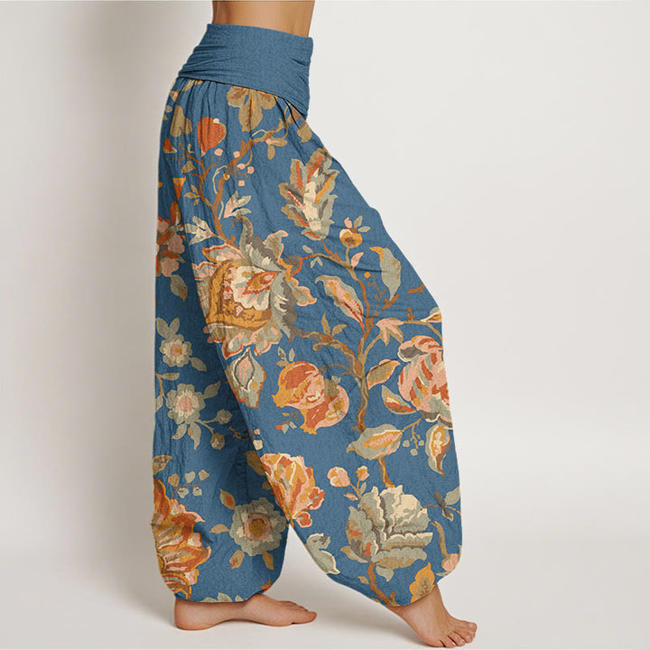 Pantaloni harem elastici in vita da donna con motivo Buddha Stones Casual Blooming Flowers Buds Design - image 9