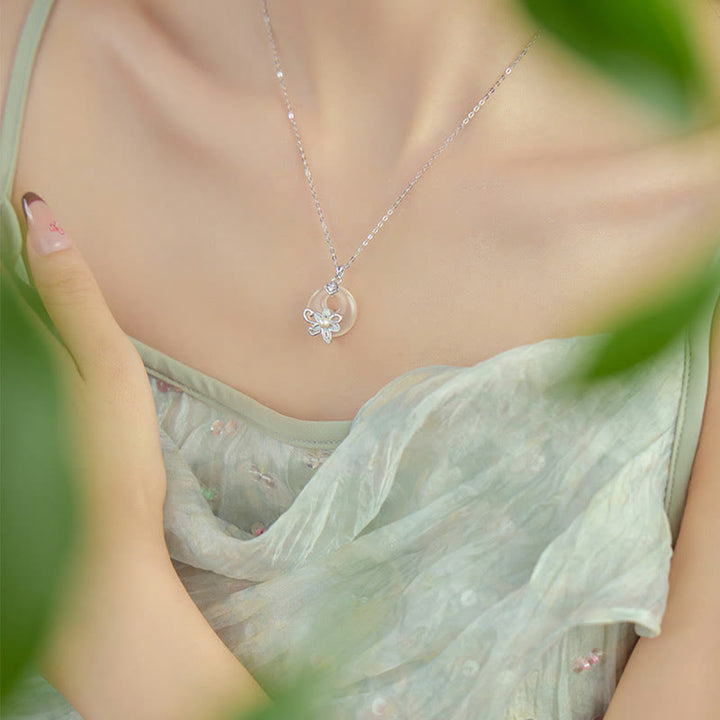 Buddha Stones Calcedonio Fibbia della Pace Argento Sterling 999 Loto Collana Pendente Positivo - image 8