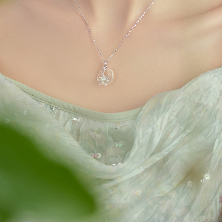 Buddha Stones Calcedonio Fibbia della Pace Argento Sterling 999 Loto Collana Pendente Positivo - image 11