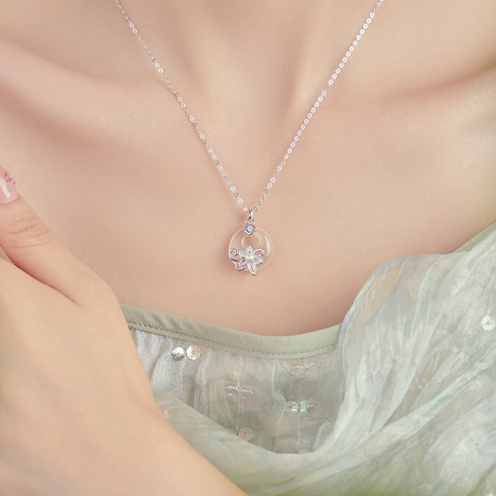 Buddha Stones Calcedonio Fibbia della Pace Argento Sterling 999 Loto Collana Pendente Positivo - image 12