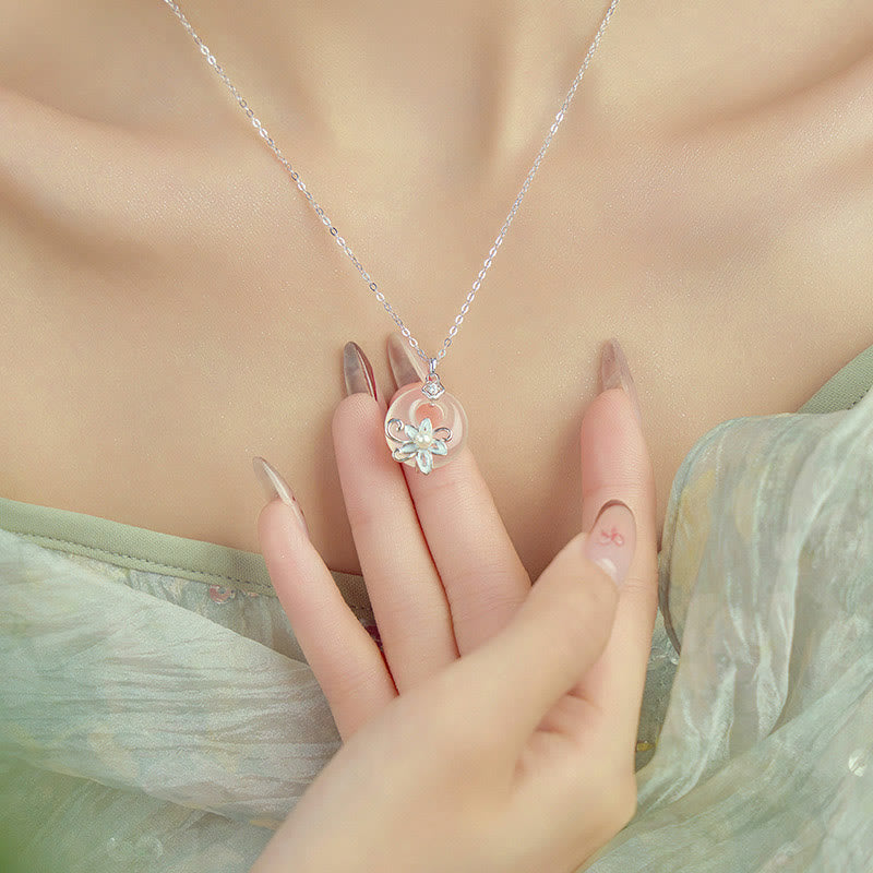 Buddha Stones Calcedonio Fibbia della Pace Argento Sterling 999 Loto Collana Pendente Positivo - image 10