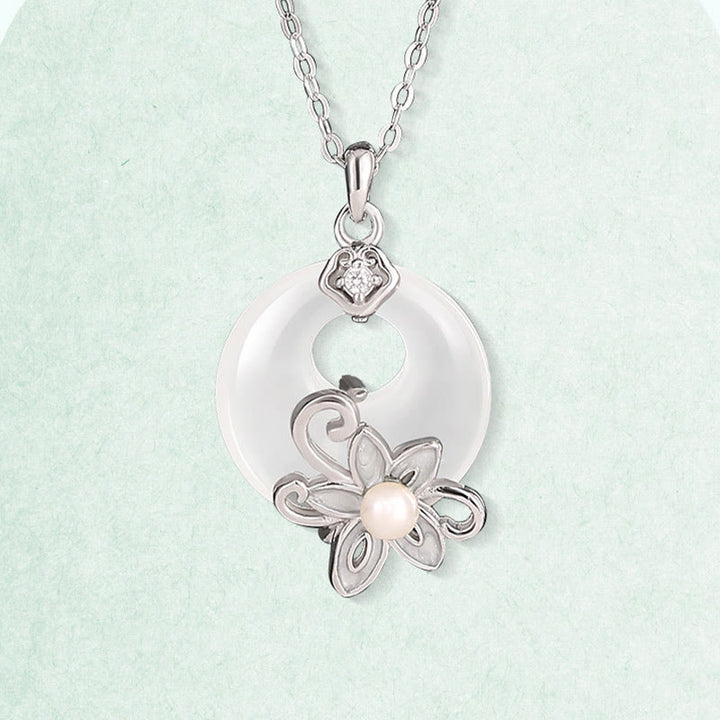 Buddha Stones Calcedonio Fibbia della Pace Argento Sterling 999 Loto Collana Pendente Positivo - image 2