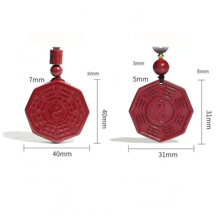 Buddha Stones Cinnabar naturale Bagua Taishang Laojun Fu carattere Calma collana pendente