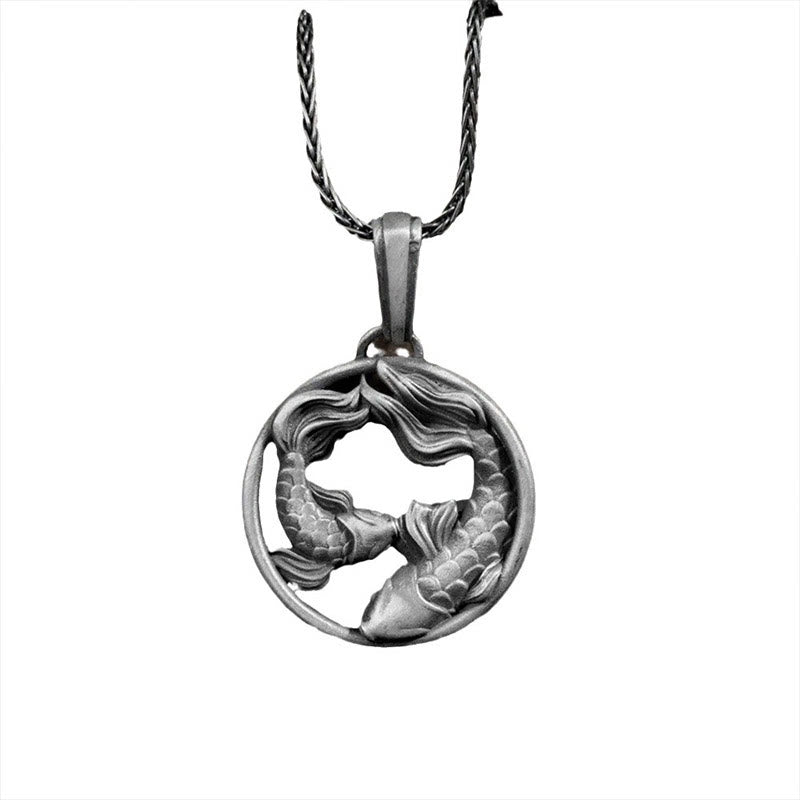 Buddha Stones Pure Tin Pesci Doppio Koi Pesce Ricchezza Collana Pendente - image 4