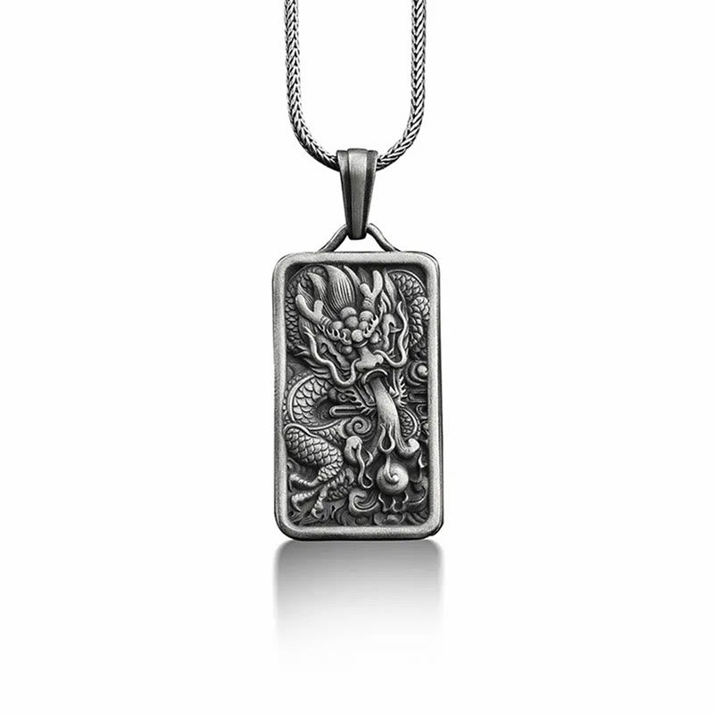 Collana con ciondolo di protezione del successo del drago di stagno puro Buddha Stones - image 2