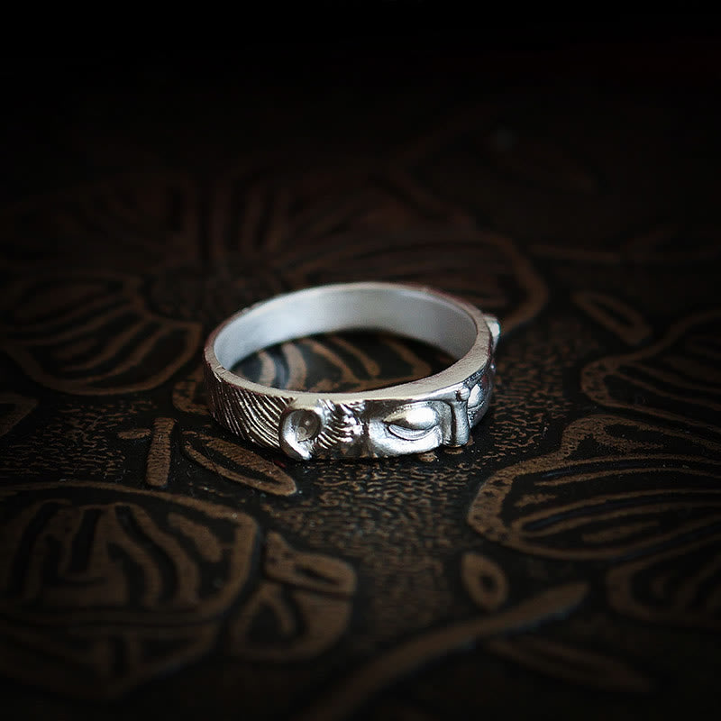 Anello di protezione per gli occhi del Buddha in argento sterling 999 Buddha Stones - image 7