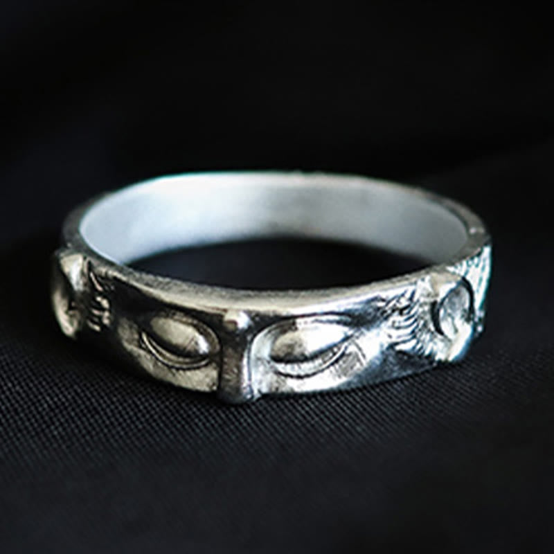 Anello di protezione per gli occhi del Buddha in argento sterling 999 Buddha Stones - image 1