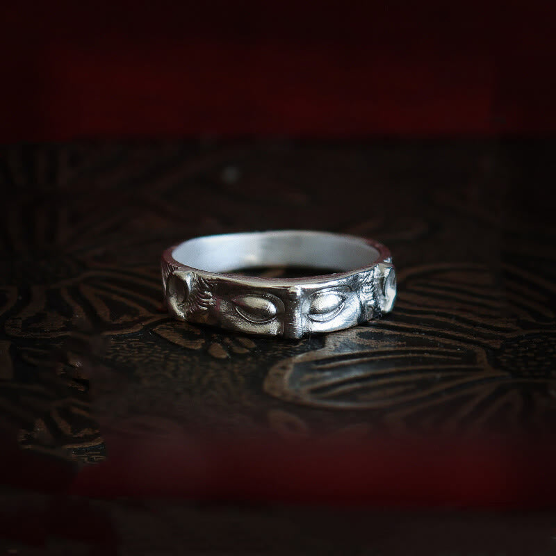 Anello di protezione per gli occhi del Buddha in argento sterling 999 Buddha Stones - Argento Sterling 999 - US11 - image 0