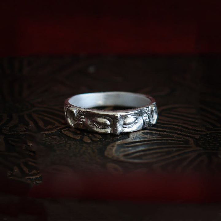 Anello di protezione per gli occhi del Buddha in argento sterling 999 Buddha Stones - Argento Sterling 999 - US11 - image 0