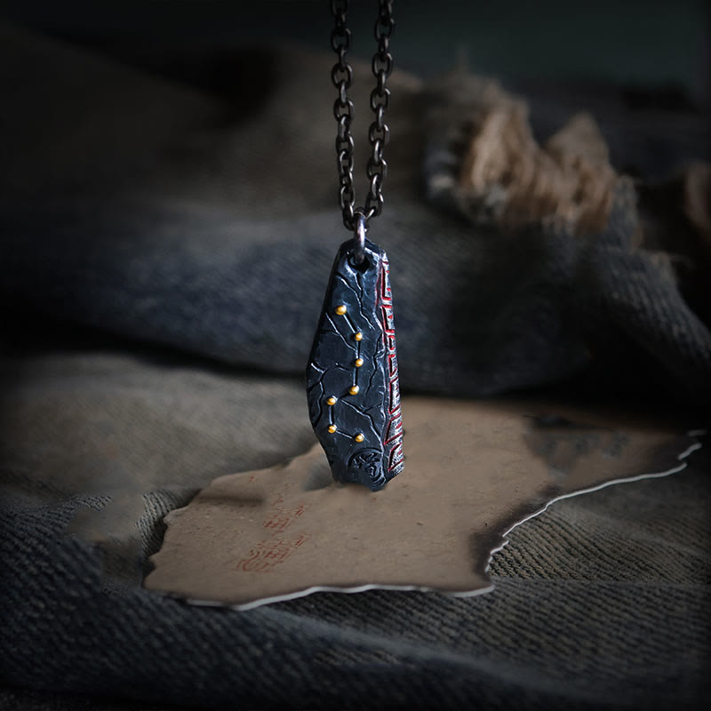 Collana con ciondolo in argento sterling 999 con ciondolo a forma di carrozza Buddha Stones - Catena in argento sterling 999 e acciaio al titanio - image 0