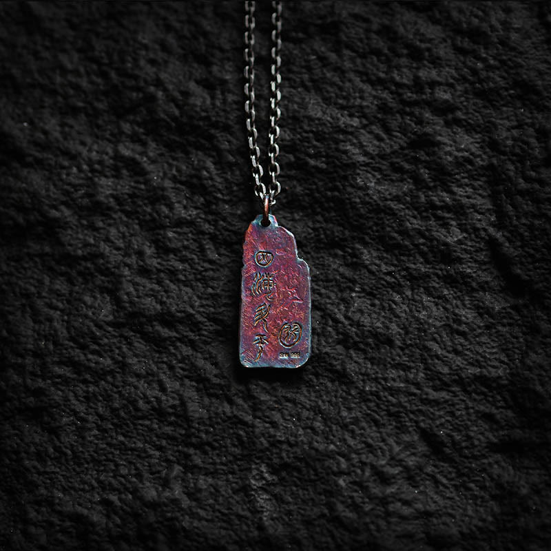 Collana con ciondolo Buddha Stones in argento sterling 999 e oro 24k, onde e sole, equilibrio