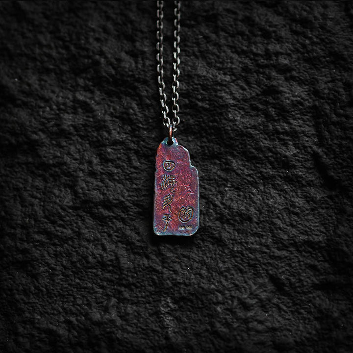 Collana con ciondolo Buddha Stones in argento sterling 999 e oro 24k, onde e sole, equilibrio