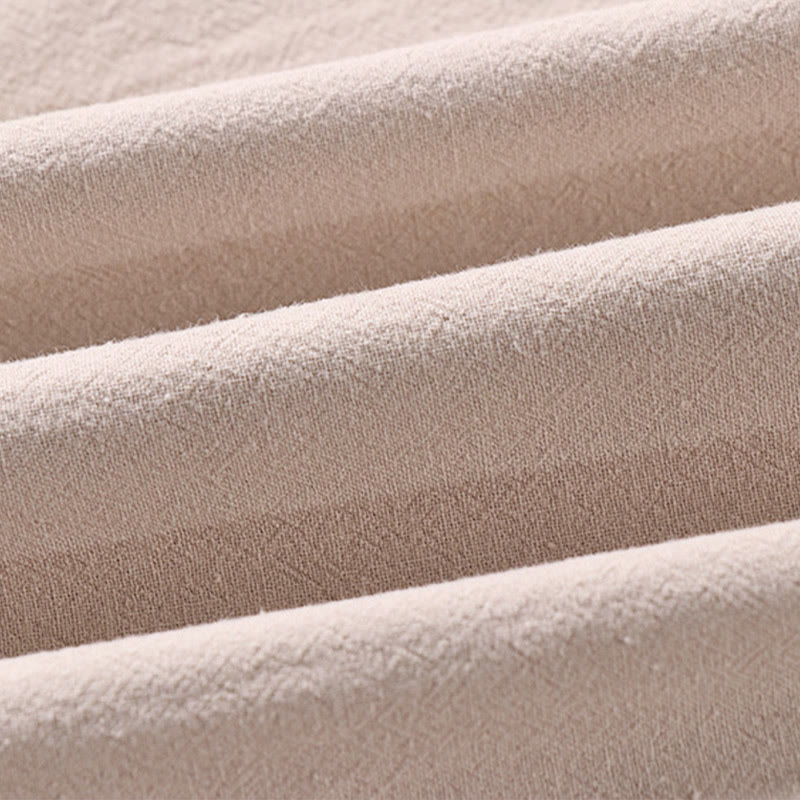 Camicia da uomo in lino e cotone con bottoni frontali, manica a tre quarti, casual, tinta unita , Buddha Stones, con tasche - image 2