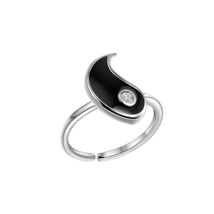 Anello di coppia in acciaio al titanio Buddha Stones Yin Yang con polsino in equilibrio