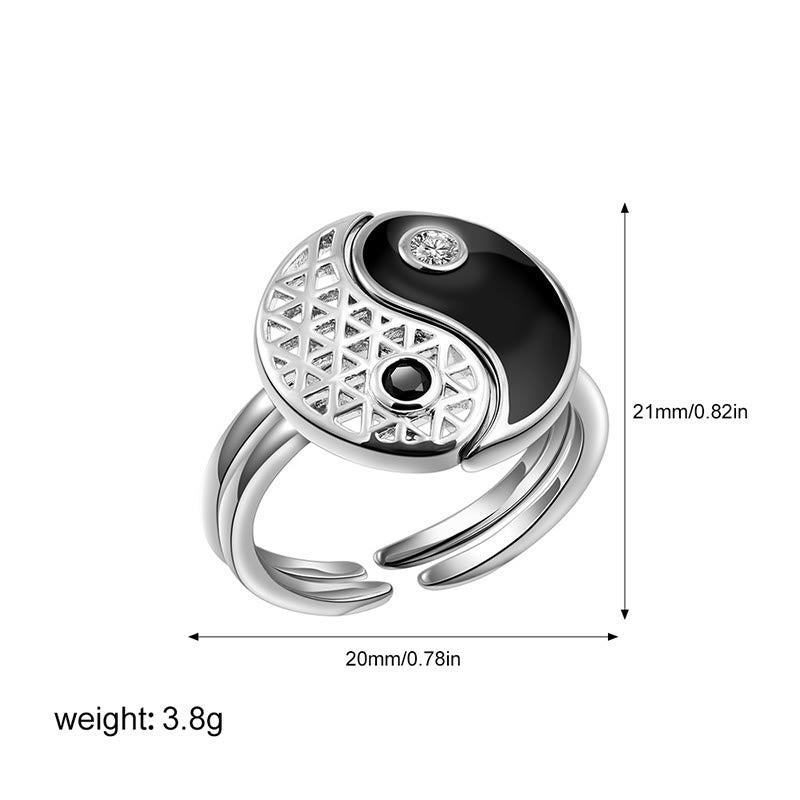 Anello di coppia in acciaio al titanio Buddha Stones Yin Yang con polsino in equilibrio