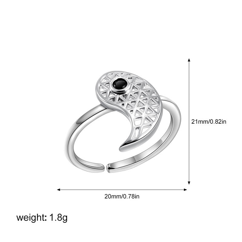 Anello di coppia in acciaio al titanio Buddha Stones Yin Yang con polsino in equilibrio