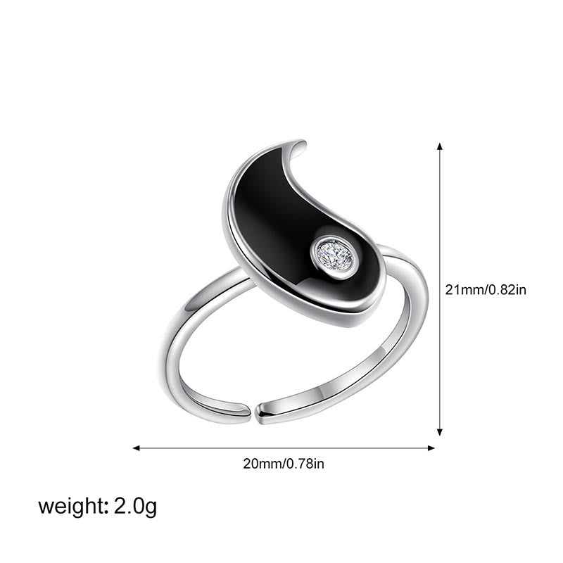 Anello di coppia in acciaio al titanio Buddha Stones Yin Yang con polsino in equilibrio