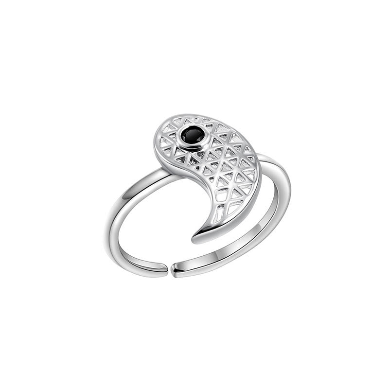 Anello di coppia in acciaio al titanio Buddha Stones Yin Yang con polsino in equilibrio