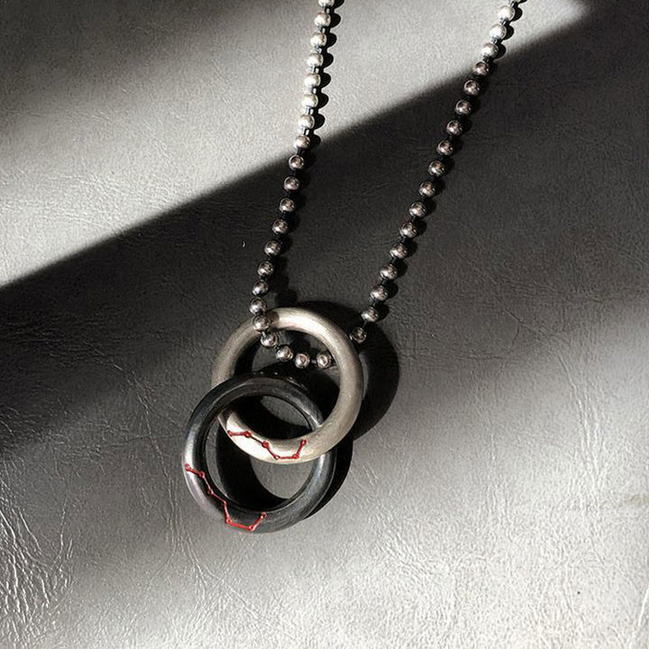 Collana con ciondolo portafortuna del Grande Carro con Buddha Stones in rame Qiankun Hoop