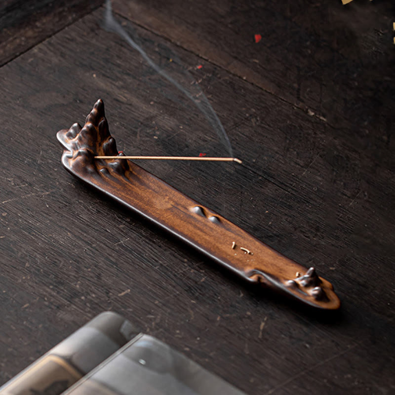 Buddha Stones Montagne Barca Design Guarigione Spirituale Bastoncino di Ceramica Bruciatore di Incenso Decorazione - image 1