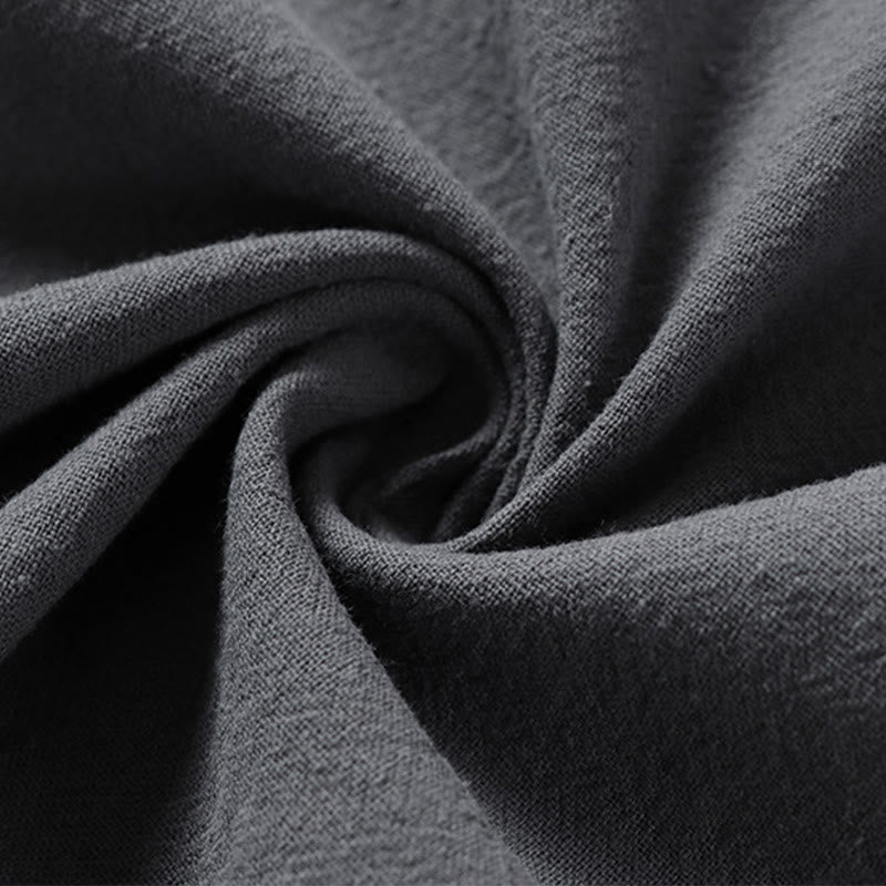 Camicia da uomo in cotone con maniche a tre quarti, casual, tinta unita, due bottoni , Buddha Stones - image 8