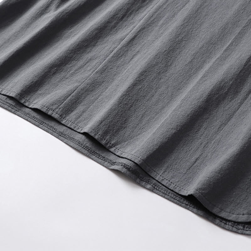 Camicia da uomo in cotone con maniche a tre quarti, casual, tinta unita, due bottoni , Buddha Stones - image 9