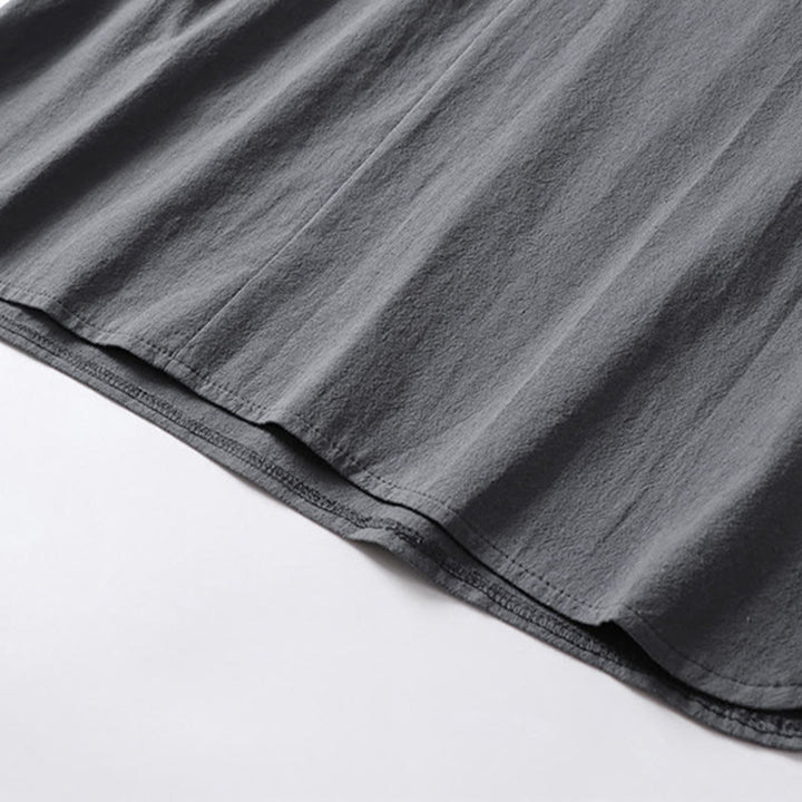 Camicia da uomo in cotone con maniche a tre quarti, casual, tinta unita, due bottoni , Buddha Stones - image 9